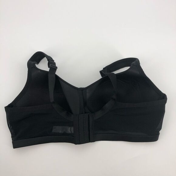 Cacique Satin No-Wire Bra 40C Black Wireless Mesh Sides - Picture 3 of 10